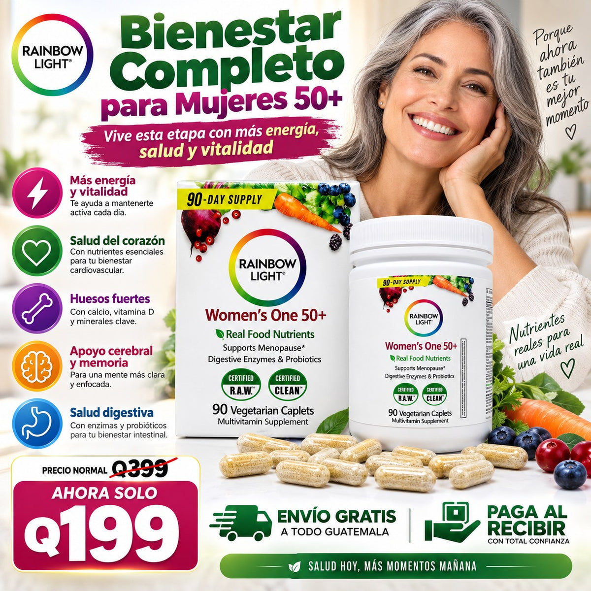 Rainbow Light Women's One 50+ multivitamínico para mujeres